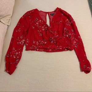 Red floral crop top